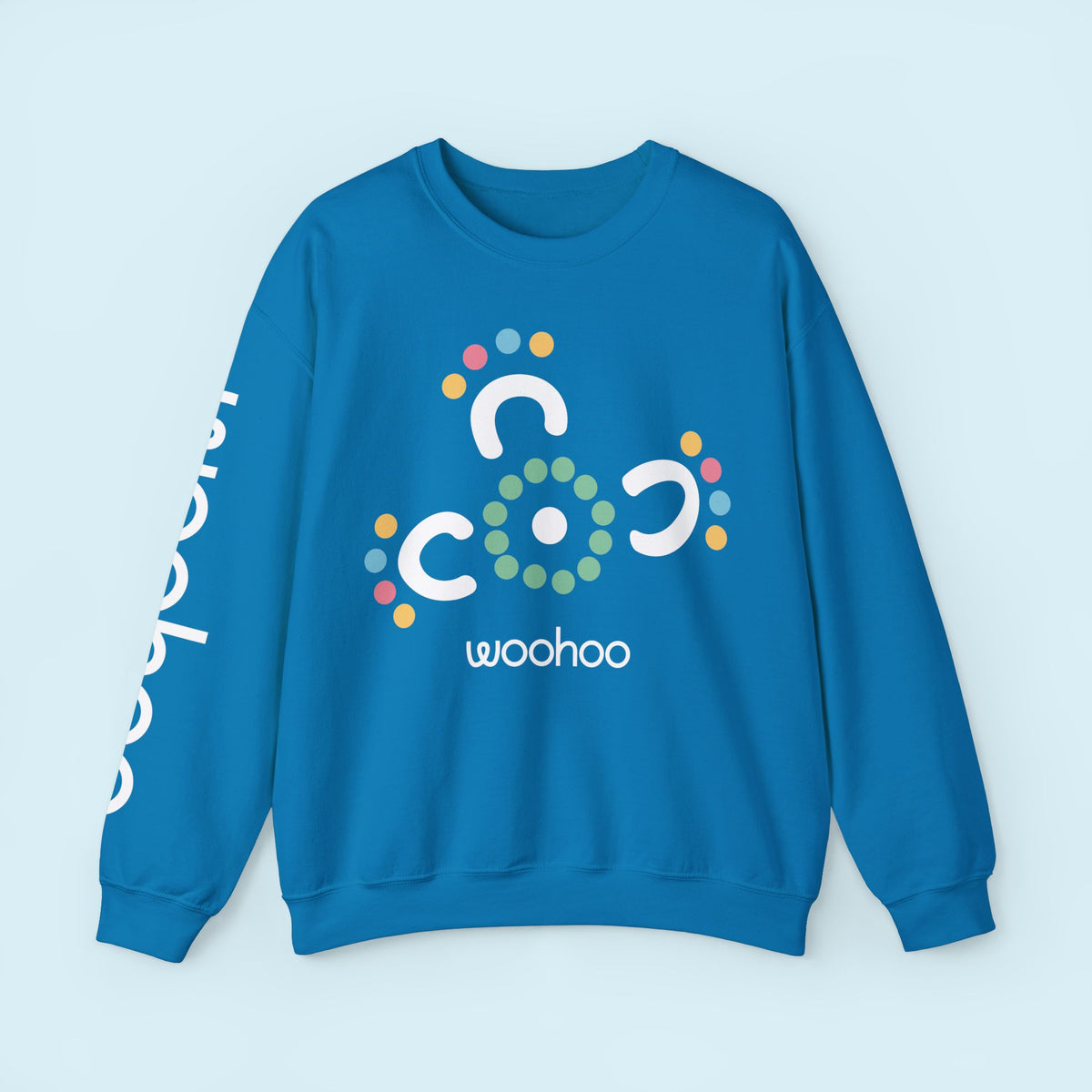 Woohoo Unisex Crew Neck Sweatshirt with Arm Print (Blue)