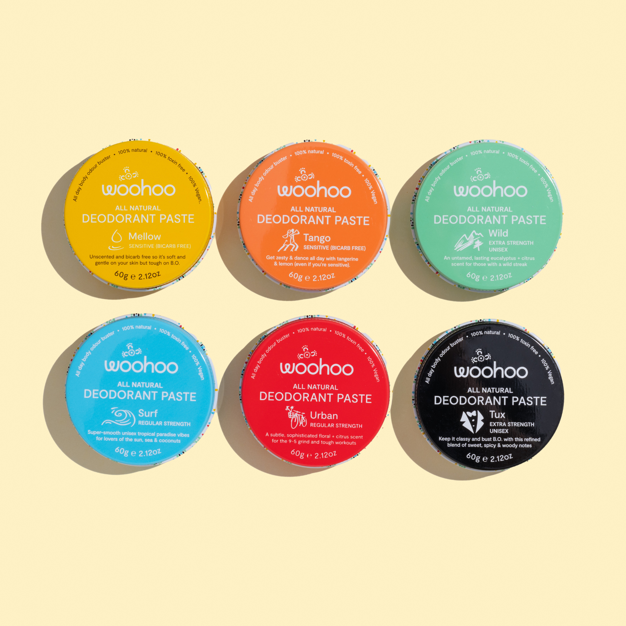 Woohoo Natural Deodorant Family Pack (6 x Pastes)